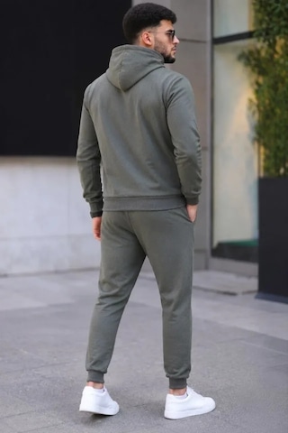 Oada Erkek İki İplik Kapüşonlu Kanguru Cepli Sweatshirt Jogger Pantolon Alt Üst Eşofman Takımı - Haki
