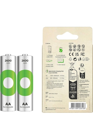 Gp Recyko E221 2 2600 Mah R6 Aa Pilli Şarj Cihazı Gp-e221/270ahcer21-2gtlb2