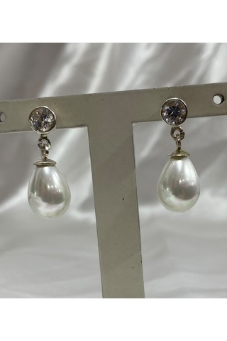 Firuze Gümüş İnci Damla Tasarım Küpe F16001996