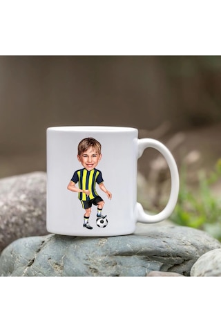 Kişiye Özel Bardak - Karikatür Bardak - Sarı Lacivert Bardak Beyaz