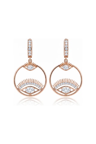 Vip Seri Küpe Xuping Göz Tasarım Taşlı Rose Altın Kaplama 3,5cm Rose Gold