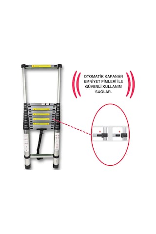 Endokon 500 Cm. - 13 Basamaklı Teleskopik Alüminyum Merdiven - I Tipi Uzayan Merdiven