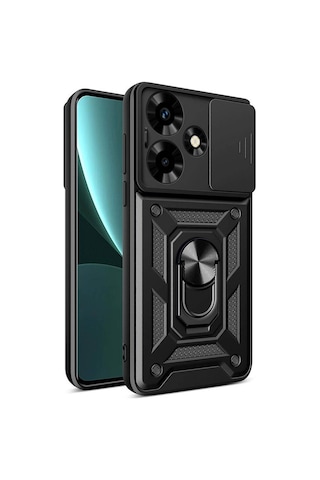 İnfinix Hot 30 İle Uyumlu Kılıf Magnetik Standlı Kamera Korumalı Sürgülü Kapak