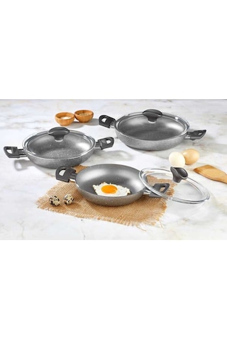 Papilla Fred 18-20-22 CM 6'lı Sahan Seti. Gri