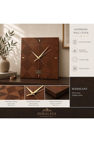 Himalaya Collection Doğal Ahşap Kaplama Duvar Saati