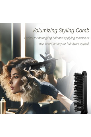 Kadınlar İçin 3 Parçalı Saç Şekillendirici Tarak Seti: Şekillendirici Fırça, Fare Kuyruğu Tarak, Kenar Fırçası - Tüm Saç Tipleri İçin Siyah Plastik Tarak Seti