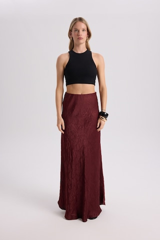 Mai Collection Mai Studios Co. Eubah Kırışık Uzun Bordo Saten Etek Bordo