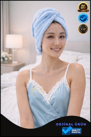 Mikrofiber Saç Havlusu Hızlı Kuruyan, Yumuşak Ve Hafif Farklı Renk Seçenekleri Mavi