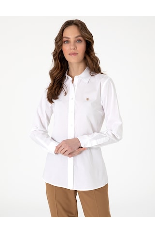 Pierre Cardin Kadın Beyaz Gömlek Desenli 50313589-vr013 Beyaz