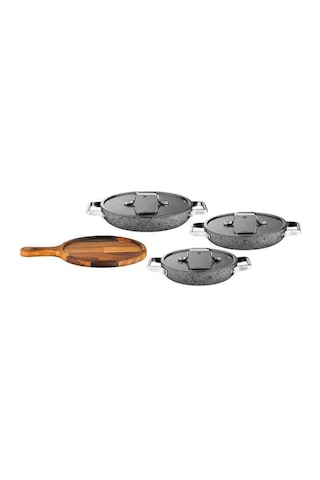 Brioni Stone- H Çizilmez Yanmaz Yapışmaz İndüksiyonlu 7 Parça Sahan Seti