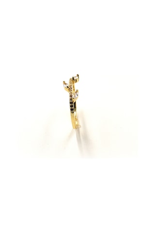 Zirkon Taşlı Yaprak Model Yüzük - Gold Ayarlanabilir, Şık Tasarım Çok Renkli