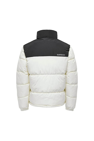 Only Onsmelvin Life Lf Puffer Jacket Otw Vd Erkek Günlük Mont 22025205-Antıque-Whıte Beyaz