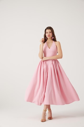 Holly Lolly Boyundan Bağlamalı Bele Oturan Uzun Ophelia Elbise Pembe