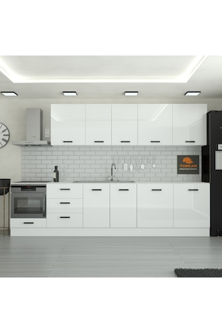 300 Cm Mutfak Dolabı Mdf Kapak Tezgah Dahil Yrkn320 97 Beyaz