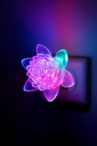 Rgb Gece Lambası Çiçek Tip On/off Tuşlu Koridor Hol Işığı Uyuma Işığı Renkli Işık Beyaz Gc06 Beyaz