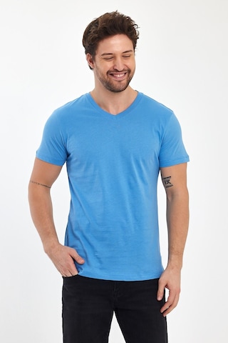 Erkek Compact Penye V Yaka T-shırt Lıchen Blue