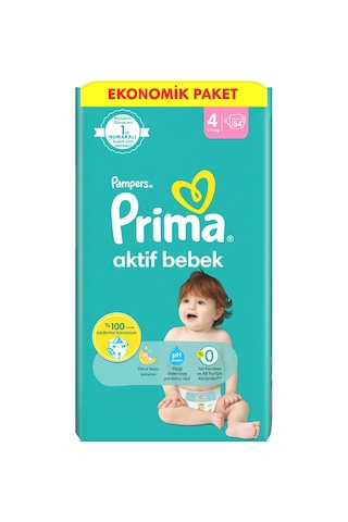 Prima Aktif Bebek 4 Beden Maxi Bebek Bezi Fırsat Paketi 54 Adet