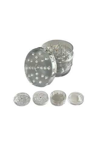 4 Katmanlı Şeffaf Plastik Baharat Öğütücü 60mm Açık Ahşap
