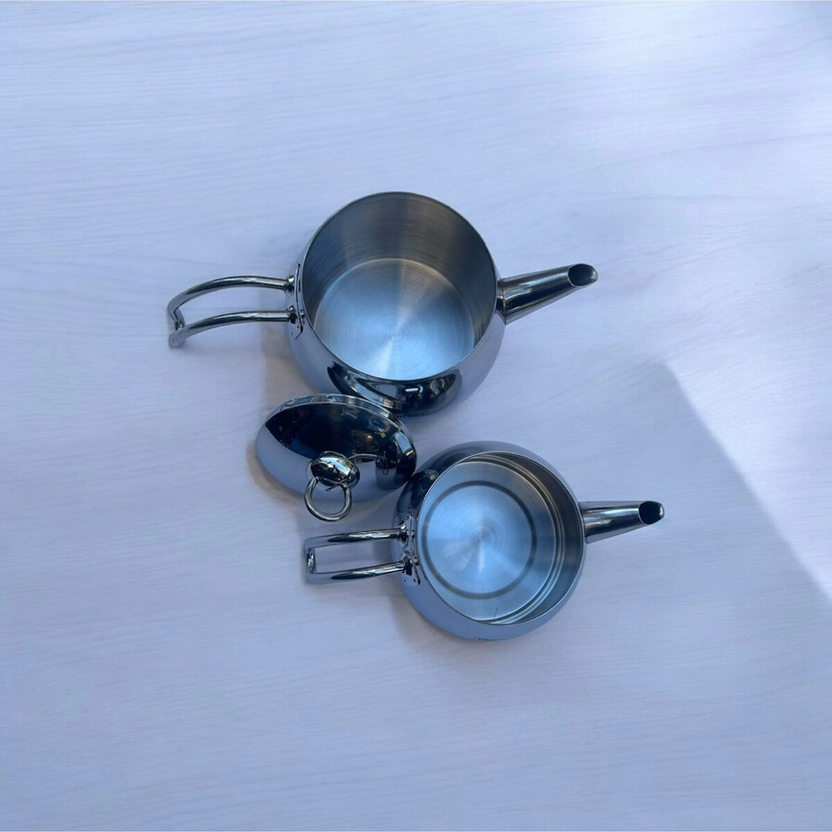 Home Perfect Orta Boy Çelik Çaydanlık Takımı Metal Sap Metalik