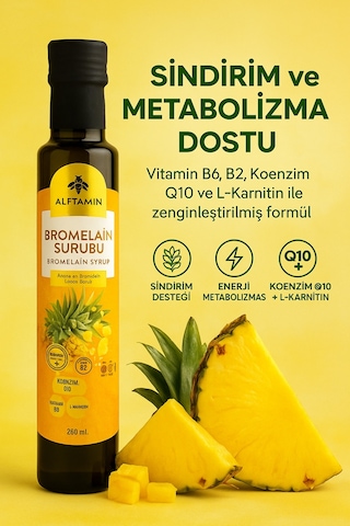 Bromelain Ananas İçeren  Şurubu L-karnitin - Koenzim Q10 Ve Vitamin Destekli Ananas Ekstratı