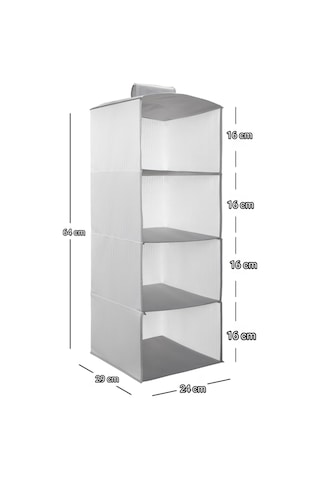 Alas 4 Katlı Dolap İçi Düzenleyici Raf - Çizgili Gri