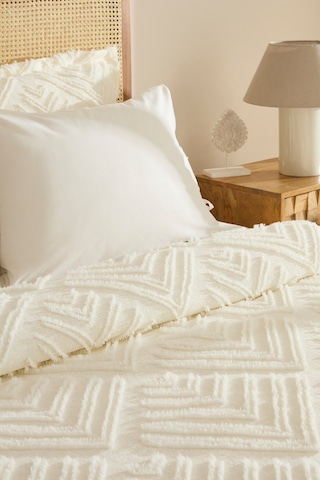 Karaca Home Velora Çift Kişilik Yatak Örtüsü Takımı Ekru Ekru