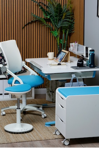Creo Mobili Yükseklik Ve Sırt Ayarlı Sirius Çalışma Sandalyesi Ofis Ve Bilgisayar Koltuğu Beyaz/mavi Gri