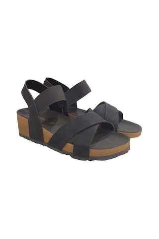 Pierre Cardin Üstü Ayarlı Lastikli Dolgu Topuk Bayan Sandalet 001