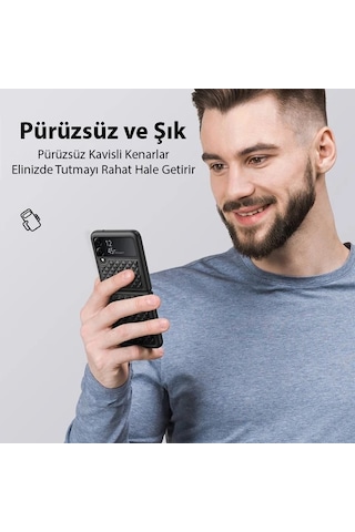 Dux Ducis Venice Series Samsung Galaxy Uyumlu Z Flip3 5g İçin Premium Deri - Kılıf- 5775 Siyah