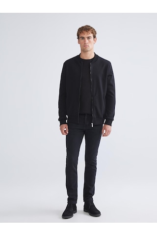 LC Waikiki Lc Waıkıkı Siyah Kolej Yaka Erkek Kalın Fermuarlı Sweatshirt