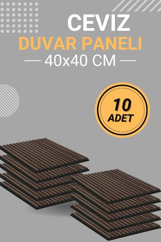 Ceviz 10 Adet 40x40cm Yeni Nesil Akustik Ahşap Duvar Paneli