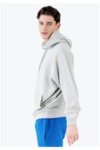 Jahr Marc Önü Cepli Kapüşonlu Gri Büyük Beden Erkek Sweatshirt
