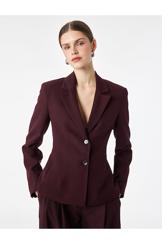 Koton Geniş Yaka Dikiş Detaylı Düğmeli Blazer Ceket Bordo 7wak50077uw
