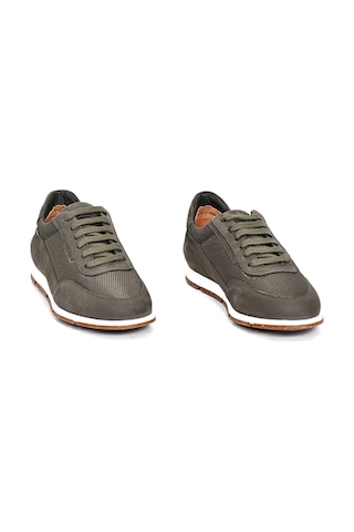 Tuna Hakiki Nubuk Deri/tekstil Haki Erkek Sneaker Ayakkabı - X241336 Haki