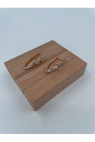 Xbaby Şimşek Şekilli Taşlı Çelik Gold Küpe Gold