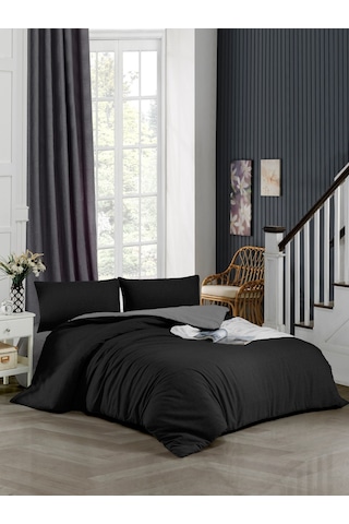 Ely Parker Kolay Ütü 180x200 Battal Çift Kişilik Nevresim Takımı Çift Yönlü (Gri Lastik.Çarşaf+Yorgan K.+2 Y.K) 180 x 200 Gri