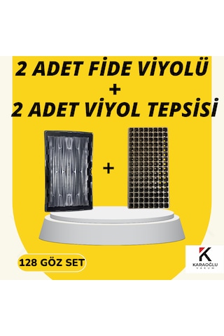 2 Adet Fide Viyolü + 2 Adet Viyol Tepsisi Set Fidelik Fide Yetiştirme Seti Seçimli 128 Göz Kare