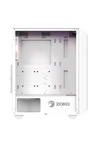 Zoko Hunter Beyaz 600w 4x12cm Argb Fan Mesh Panel Temperli Cam Kasa