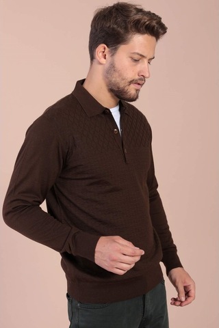 Ferraro Polo Yaka Superfine Yün Kazak - Kahve (390465958) Kahverengi