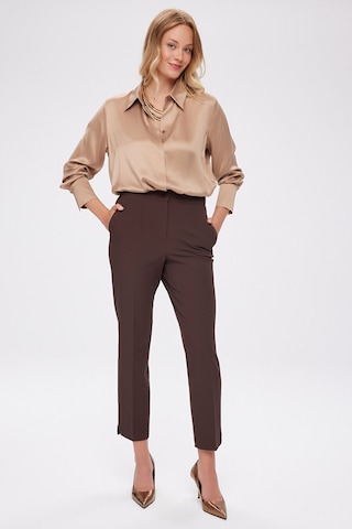 Faik Sönmez Arka Kemeri Lastikli Slim Fit Pantolon W27pnt001 Bw27pnt00130 Kahve