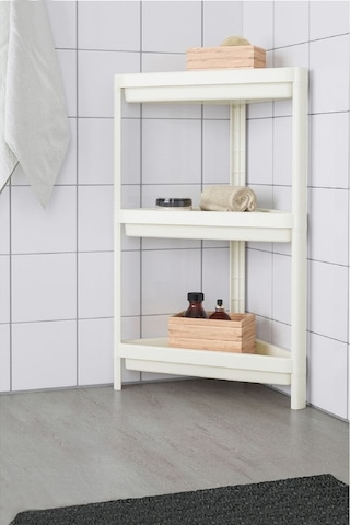 Ahir Ticaret Üçgen Raf Ünitesi 3 Katlı Beyaz Köşe Banyo Rafı Beyaz