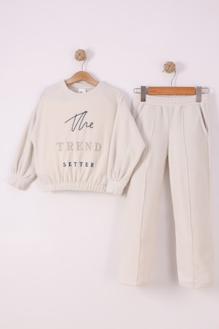 Monox Kız Çocuk Trend Nakışlı Tarz Fitilli Polar Takım Taş