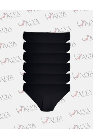 Alya Underwear Basic Lazer Kesim Kadın Bikini Külot Dikişsiz Kadın Slip - Ultra Esnek Ve Rahat 6'lı Paket Siyah