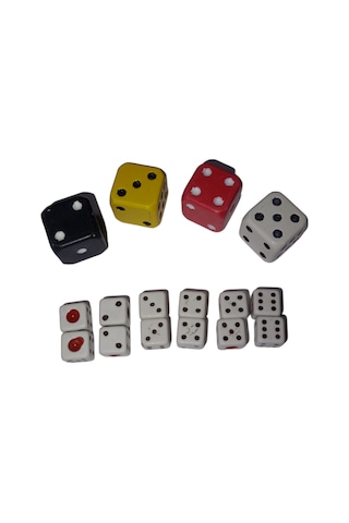 12 Adet Tavla Zarı + 4 Adet Okey Zarı
