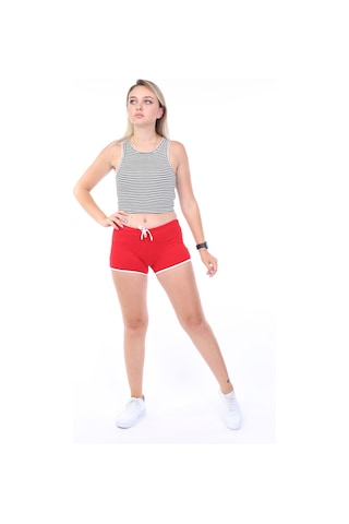 Toontoy Kids Toontoy Kadın Beli Lastikli Crop Şort Kırmızı