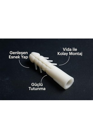 Plastik Dübel Seti, Duvar, Beton, Tuğla, Alçıpan Uyumlu, Genleşen Esnek Yapı, Kolay Vida Montajı, Tırnaklı Tip,
