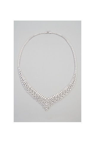 Romantik Rüya 18 Ayar Beyaz Altın Kaplama 42 Cm Gümüş Gerdanlık Beyaz