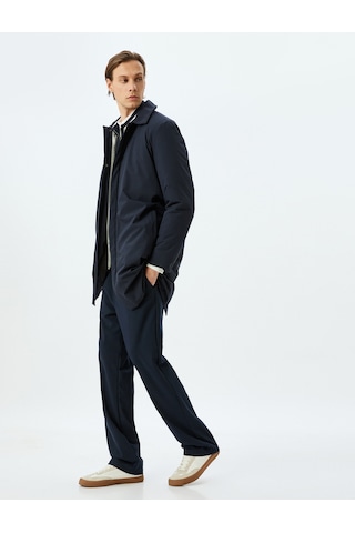 Koton Fermuarlı Slim Fit Çıkarılabilir Kapşonlu Yağmurluk Mont Lacivert 5wam00005hw Lacivert