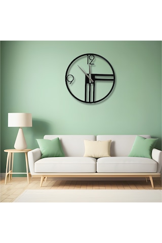 Eşsiz Tasarım Metal Duvar Saati 40 Cm Siyah Renk Siyah