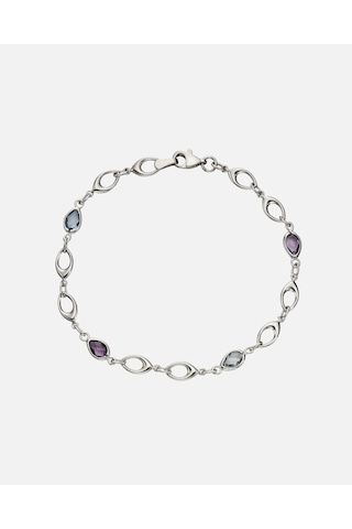 Yüksek Kaliteli 375 Ayar Altın Amethyst Kadın Bilezik 19cm Şıklık Ve Zarafet Için